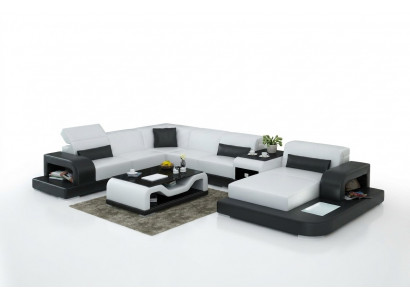 Sectional Sofa + USB Upholstered Living Area Upholstered Corner Design Sofa Leather Sofa New