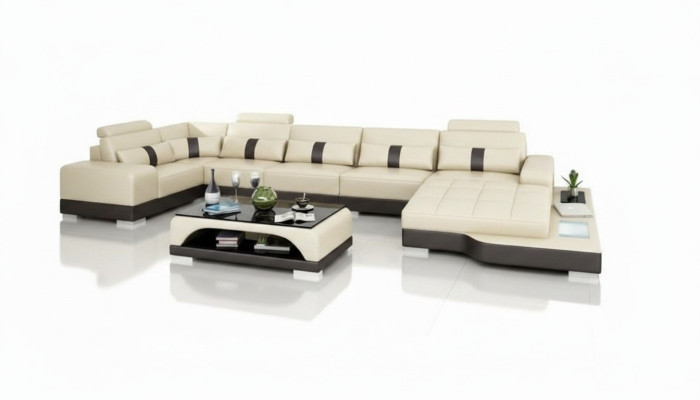 Leather sofa couch living area corner sofa corner set design modern sofa with USB new EU