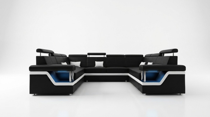 Leather sofa with USB Big XXL couch corner sofa living landscape couch upholstery seat LED