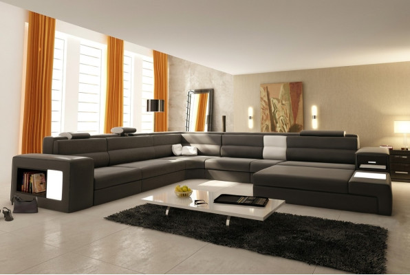 Corner sofa, upholstered sofa with USB, living area seating corner set, leather textile couch.