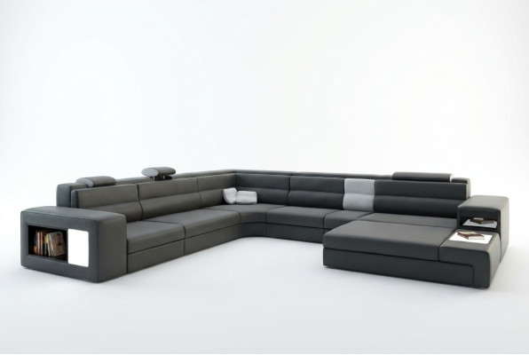 Corner sofa, upholstered sofa with USB, living area seating corner set, leather textile couch.
