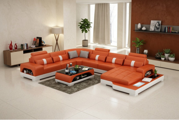 Leather sofa couch living landscape corner sofa corner suite design modern sofa with USB