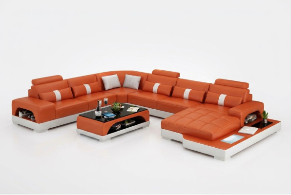 Leather sofa couch living landscape corner sofa corner suite design modern sofa with USB