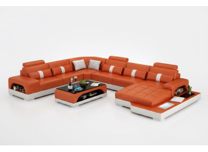 Leather sofa couch living landscape corner sofa corner suite design modern sofa with USB