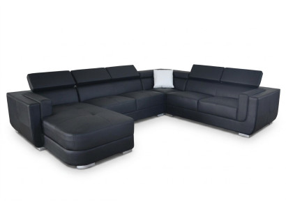 Designer living area corner couch +USB sofa cushion leather sofa sofas new black