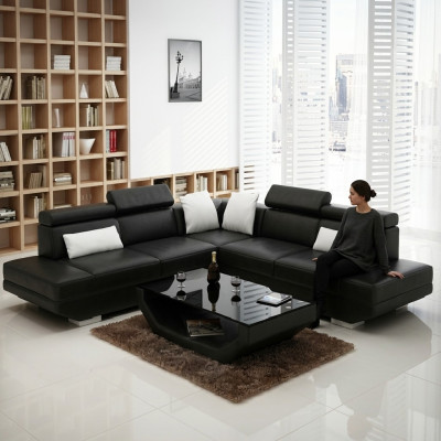Upholstered landscape corner sectional sofa with USB ensemble landscape leather AlfredB