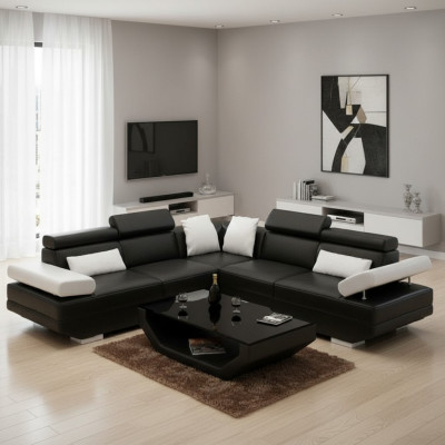 Upholstered landscape corner sectional sofa with USB ensemble landscape leather AlfredB
