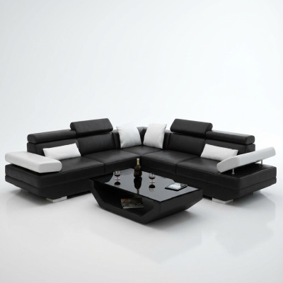 Upholstered landscape corner sectional sofa with USB ensemble landscape leather AlfredB