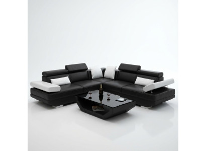 Upholstered landscape corner sectional sofa with USB ensemble landscape leather AlfredB
