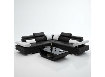 Upholstered landscape corner sectional sofa with USB ensemble landscape leather AlfredB