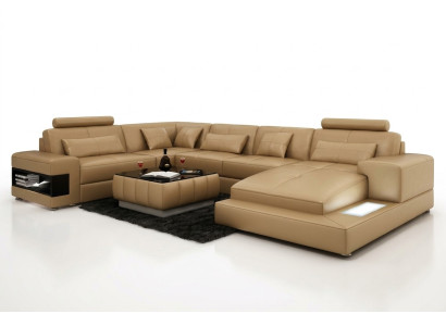 XXL leather sofa with USB, living area corner sofa design sofa set corner couch new