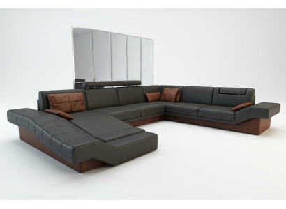 XXL Living Landscape Design Upholstered Suite Corner Sofa with USB Big Sofa New Couch