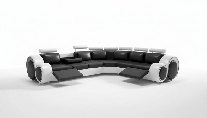Leather corner sofa leather sofa USB living landscape upholstery set black white new
