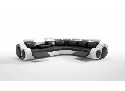 Leather corner sofa leather sofa USB living landscape upholstery set black white new