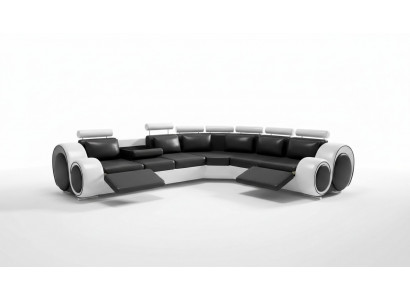 Leather corner sofa leather sofa USB living landscape upholstery set black white new