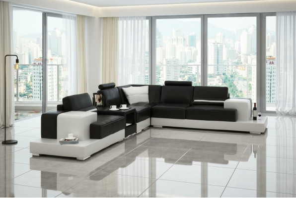 Leather sofa corner sofa with USB design seat cushion set living landscape 2725C