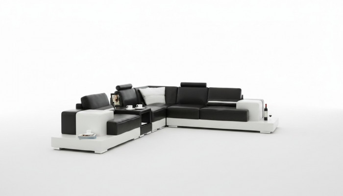 Leather sofa corner sofa with USB design seat cushion set living landscape 2725C