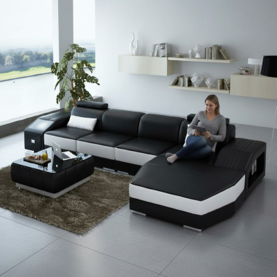 Living landscape upholstery corner corner sofa with USB set landscape leather new 2724B