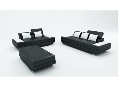 Leather Sofa Set 3+2 with USB Upholstered Sofa Set Stool Sofas -2719A