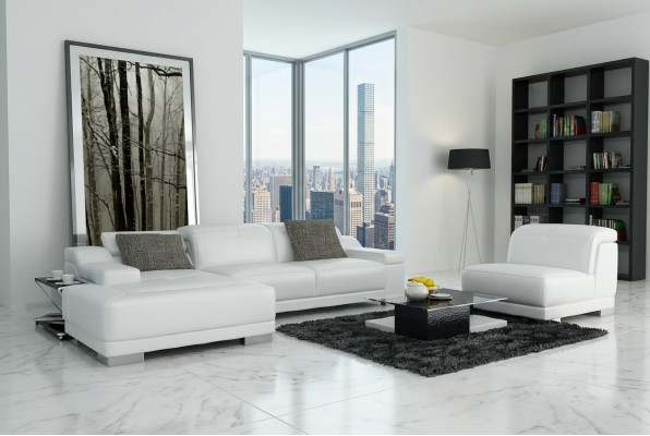 Living area upholstered corner corner sofa with USB, set landscape leather new/2711B