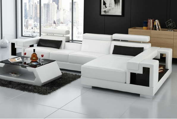 Living area corner sofa leather sofa sofa + USB upholstery corner suite new 2710B