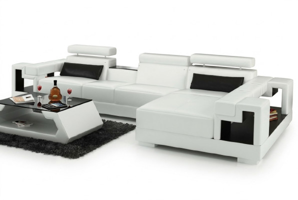 Living area corner sofa leather sofa sofa + USB upholstery corner suite new 2710B
