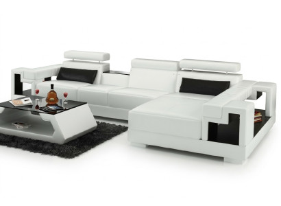 Living area corner sofa leather sofa sofa + USB upholstery corner suite new 2710B