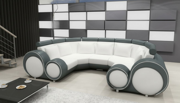 XXL living landscape leather sofa with USB design upholstery set corner sofa big