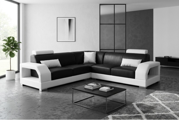 XXL corner sofa + USB, leather living landscape suite design modern sofa L-shape G8001B