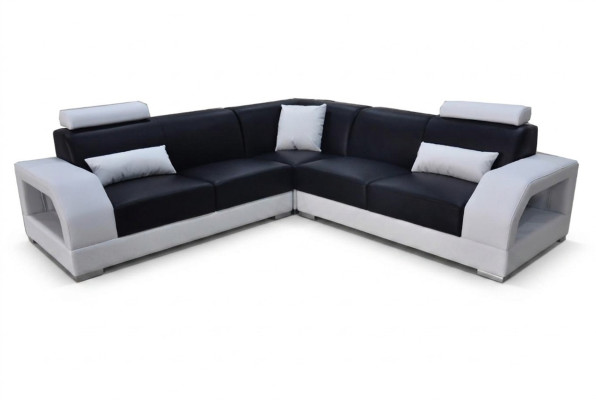 XXL corner sofa + USB, leather living landscape suite design modern sofa L-shape G8001B