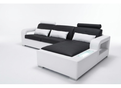 Leather sofa with USB living landscape corner set design modern sofa L-shape L6008