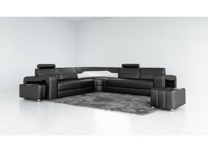 Leather sofa with USB corner sofa corner couch designer living landscape L shape sofa PISA