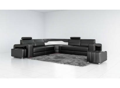 Leather sofa with USB corner sofa corner couch designer living landscape L shape sofa PISA