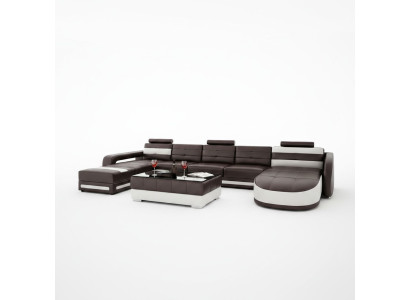 Leather sofa with USB, corner sofa, designer living landscape, sofa couch seating, U shape