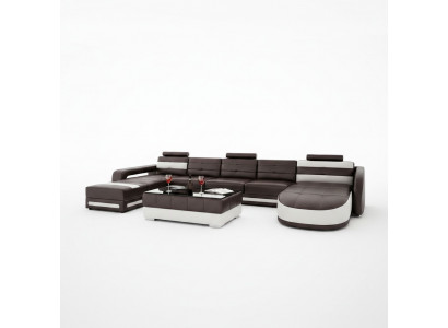 Leather sofa with USB, corner sofa, designer living landscape, sofa couch seating, U shape