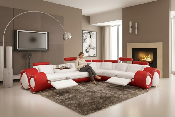 Leather sofa with USB, living area corner sofa corner suite design modern sofa A1163