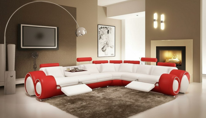 Leather sofa with USB, living area corner sofa corner suite design modern sofa A1163