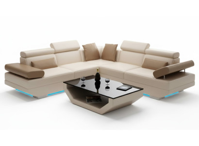 Leather sofa with USB living area corner sofa set design modern sofa