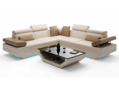 Leather sofa with USB living area corner sofa set design modern sofa