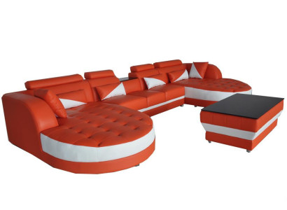Modern leather sofa sectional couch upholstered living room corner sofa U-shape living landscape USB