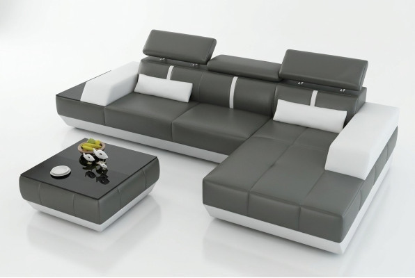 Leather sofa with USB, living area corner sofa suite design modern sofa K5015C