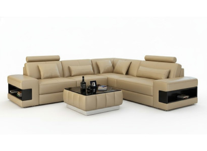 Leather sofa with USB living landscape corner sofa corner suite design modern sofa L6014B