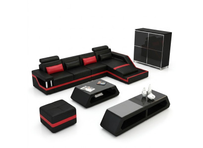 Designer corner sofa living landscape large modern leather sofa with USB HAMBURG III