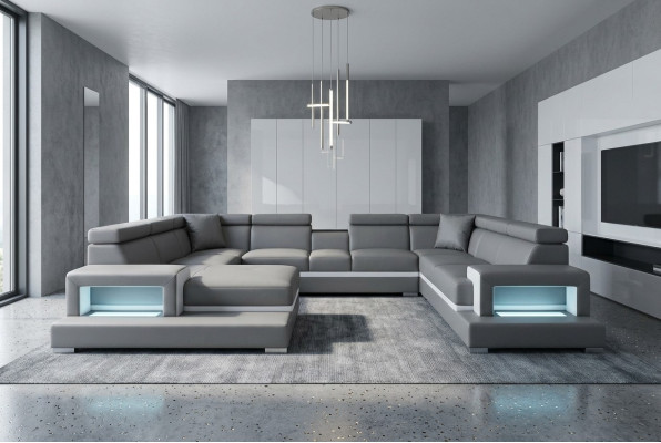 Modern seat upholstery living landscape living room upholstered corner couch USB + light