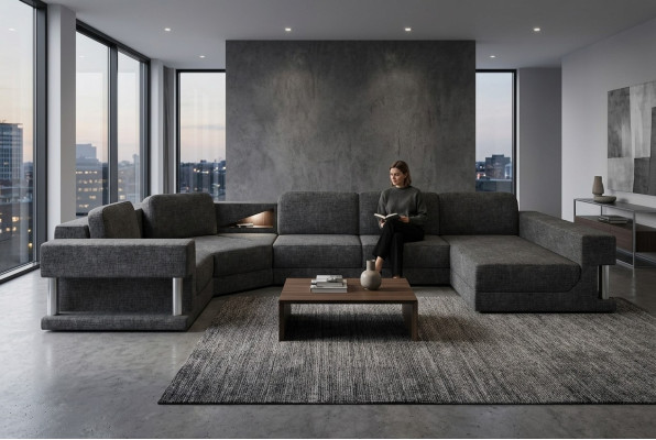Sectional sofa with USB upholstery fabric design sofa suite living landscape Parliament