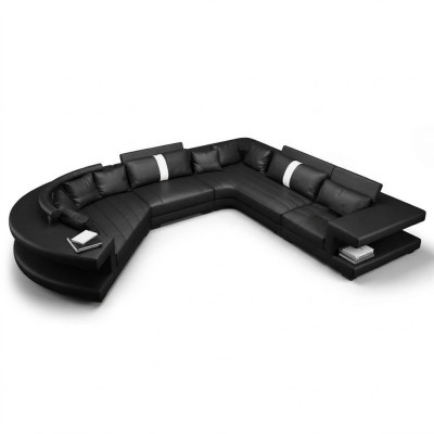 Modern seating landscape upholstered living room corner sofa with USB + light