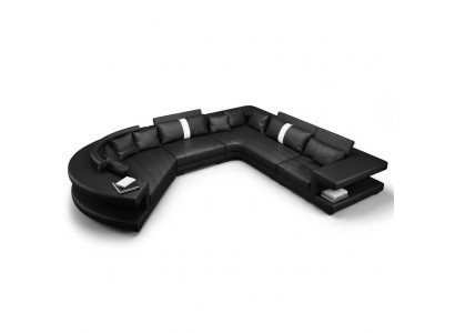 Modern seating landscape upholstered living room corner sofa with USB + light