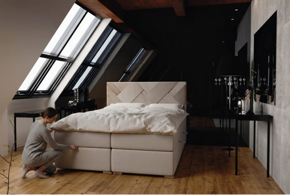 Box spring bed hotel double luxury beds upholstered bed frame function 140x200cm