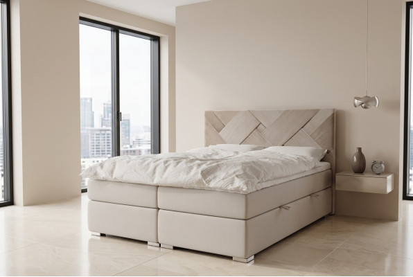 Box spring bed hotel double luxury beds upholstered bed frame function 140x200cm