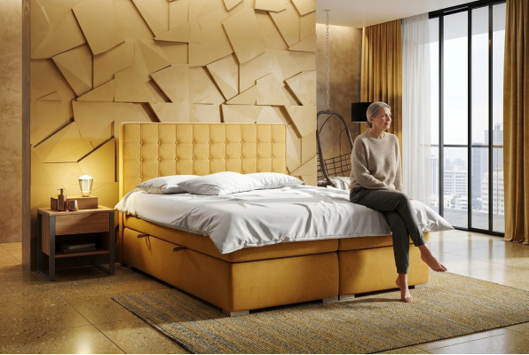Box spring bed hotel double 160x200 cm luxury beds upholstery bed box function
